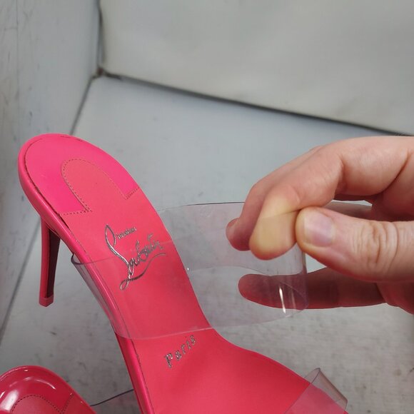 Christian Louboutin  Pink Patent PVC Just Nothing Slide Sandal - Picture 11 of 12